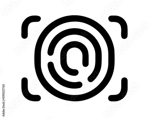 Biometric Security Icon: A striking, minimalist icon of a fingerprint within a square, capturing the essence of advanced identification and protection, ready for diverse digital applications.