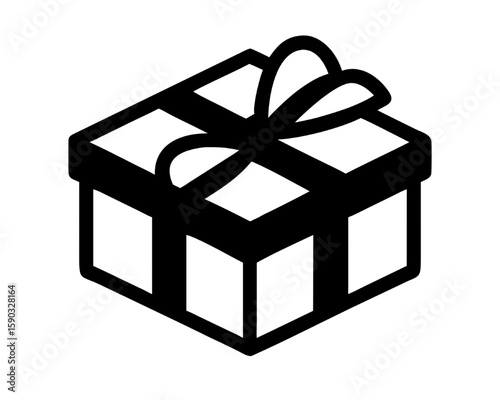Gift Icon: A simple, striking icon of a gift box with a bow, perfect for representing presents, surprises, and special occasions.