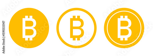 Bitcoin yellow coin icons, Cryptocurrency currency symbols, Vector illustration.