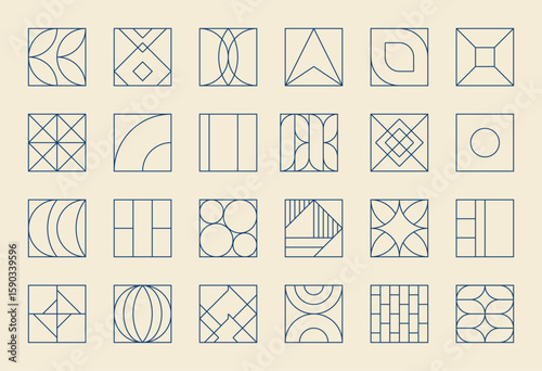 Wallpaper Mural Minimalistic Square Geometric Designs with Circular and Linear Patterns. Torontodigital.ca