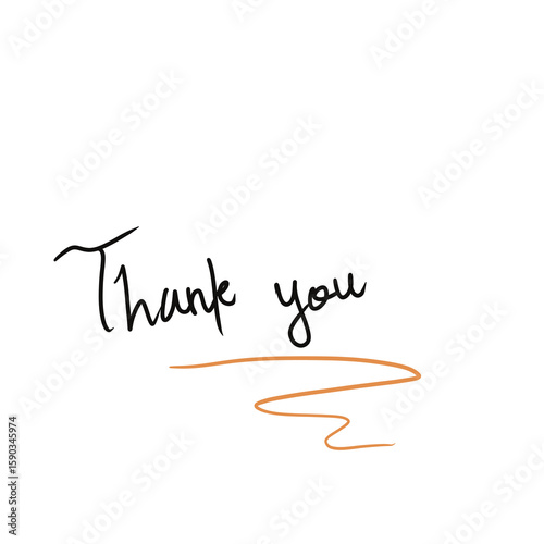 Thank You Handwritten Lettering Vector for Poster, Sticker, Banner, Print or Web Design on White Background