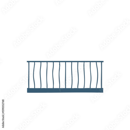 Vector illustration of balcony railing, modern sleek on white background, architecture detail