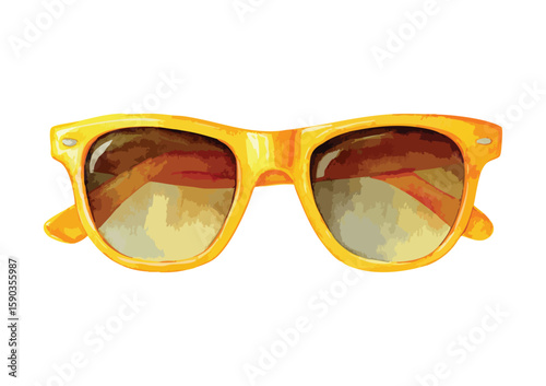 Pair of yellow sunglasses with a brown frame