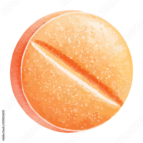 Orange pill or tablet watercolor illustration isolated