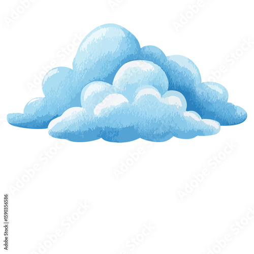 Blue cloud with white tips. The cloud is large and fluffy. 