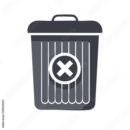 Trash Can Graphic Deletion Recycle Bin Vector Icon Wastebasket Illustration
