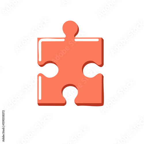 Stylized coral puzzle piece representing problem solving, connection, and teamwork concept