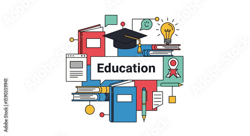 Education Concept Illustration with Academic Symbols