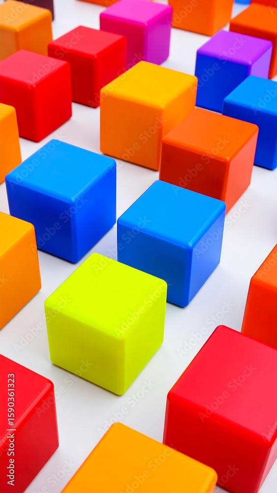 Obraz premium Colorful, geometric cubes in a grid pattern