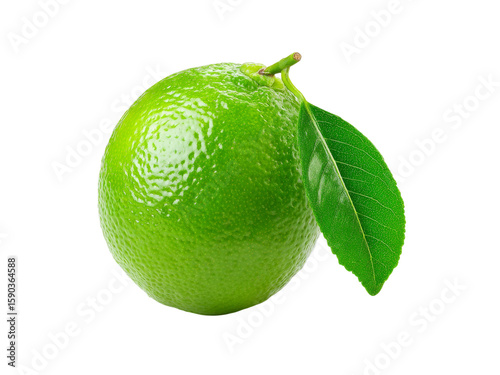 Fresh green lime with leaf isolated on black background, Isolated On Transparent Background, Png