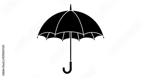 Vector black umbrella vector illustration for rain protection and weather forecast with simple design and style icon