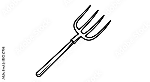 Vector pitchfork vector illustration for farming agriculture tool and gardening equipment isolated outline drawing design