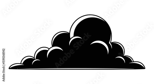 Vector black cloud vector illustration for weather forecast design and sky elements with cartoon cloudscape art