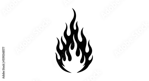 Vector flame vector graphic design illustration of fire flames burning hot with black silhouette on white background