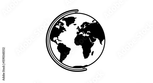 Vector globe vector illustration of world geography with continents and oceans for education and travel design