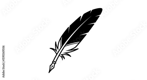 Vector feather quill pen writing calligraphy drawing illustration graphic design vector image stock artwork tool