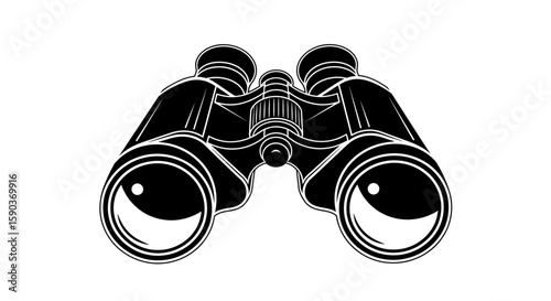 Vector binoculars vector illustration for outdoor adventure travel and tourism equipment for exploration and view