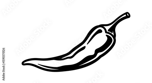 Vector black and white vector illustration of a hot chili pepper for food blogs and spicy recipe websites usage