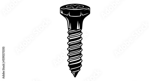 Vector isolated screw vector illustration for construction hardware diy projects and woodworking applications