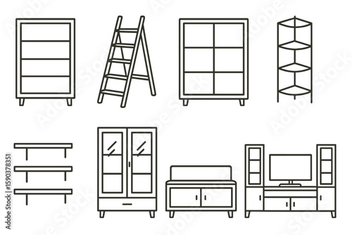 Furniture linear icon set. modern home decor outline icons collection for interior design