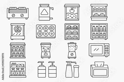 Bakery and cooking outline icon set. kitchen, appliance icons collection