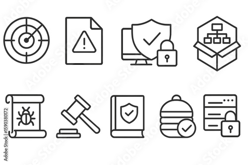 Security, data protection line icon set. privacy, cybersecurity linear collection