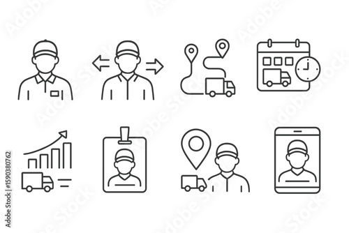 Logistics, delivery line icon set. transport, shipping, route line style collection