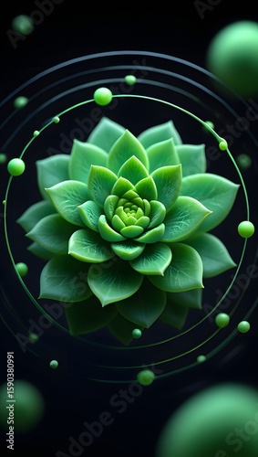 Succulent plant close up with green spheres and dark background nature photography