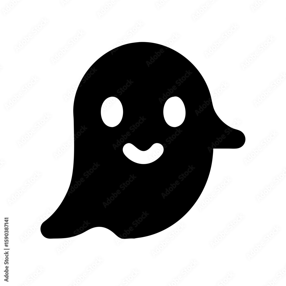 Fototapeta premium Cute ghost wearing a backward cap icon vector illustration