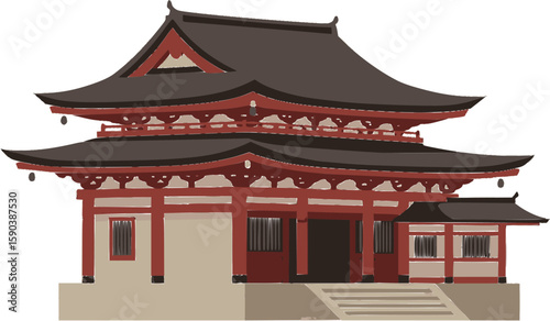 vector, illustration, japanese temple in japan