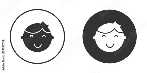 Child face icon vector clipart in black colors. suitable for graphic work