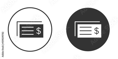 Cheque icon vector clipart in black colors. suitable for graphic work