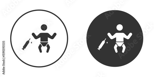 Baby Vaccination icon vector clipart in black colors. suitable for graphic work