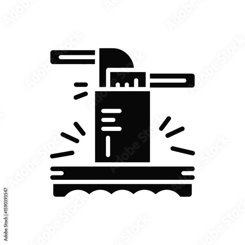 Black and white icon representing a measuring caliper tool used for precision measurement