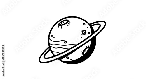 Vector explore saturn planet vector illustration with rings for astronomy science and space exploration design