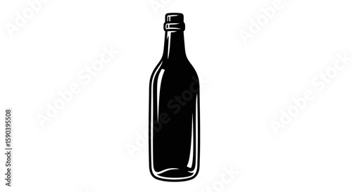 Vector black and white wine bottle vector illustration for alcohol drink beverage design and branding concept use