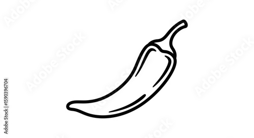 Vector outline drawing of a hot chili pepper vector illustration for spicy food ingredient and cooking design