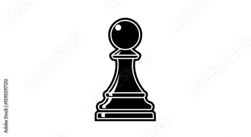Vector black and white chess pawn piece vector illustration for board game strategy and tactics design element