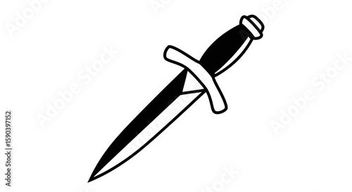 Vector vector image of a dagger illustration for tattoo design and medieval weapon enthusiasts drawing and print art
