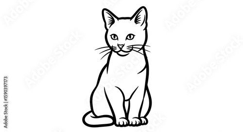 Vector cute cat illustration vector drawing for pet lovers and animal graphic design projects black and white art
