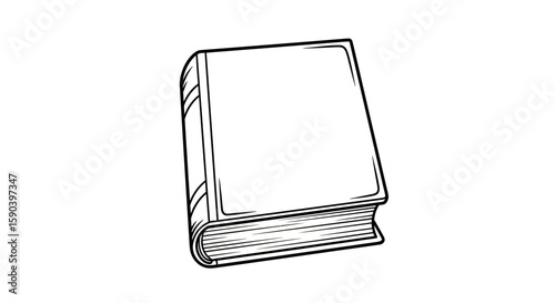 Vector illustration of a closed book for reading and studying, with blank cover and visible pages, perfect for design