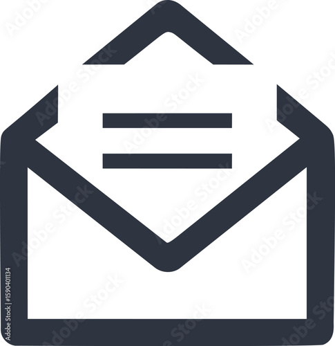 Simple black and white email icon representing communication concept. Vector illustration