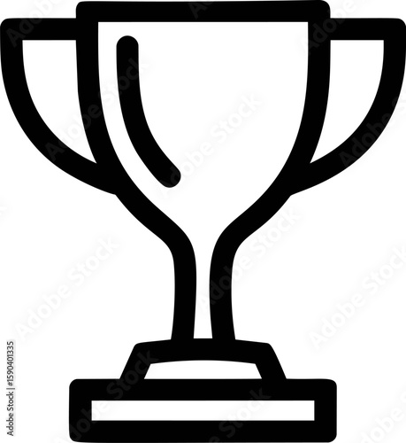 Black outline of a trophy with handles and a base, representing achievement. Vector illustration