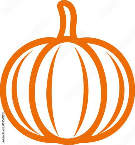 Orange outline of a stylized pumpkin, 2d illustration. Vector illustration