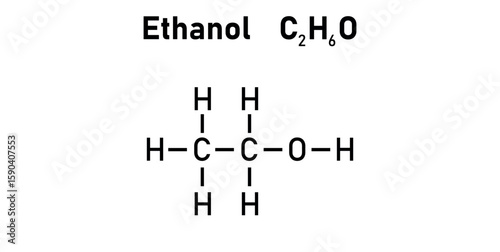 Chemical Structure of Ethanol or Ethyl Alcohol.