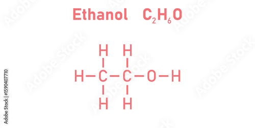 Chemical Structure of Ethanol or Ethyl Alcohol.
