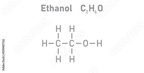 Chemical Structure of Ethanol or Ethyl Alcohol.