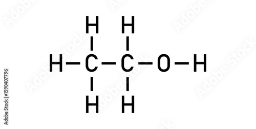 Chemical Structure of Ethanol or Ethyl Alcohol.