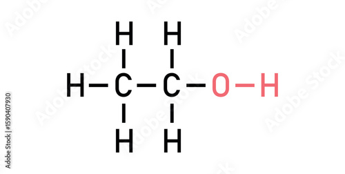 Chemical Structure of Ethanol or Ethyl Alcohol.