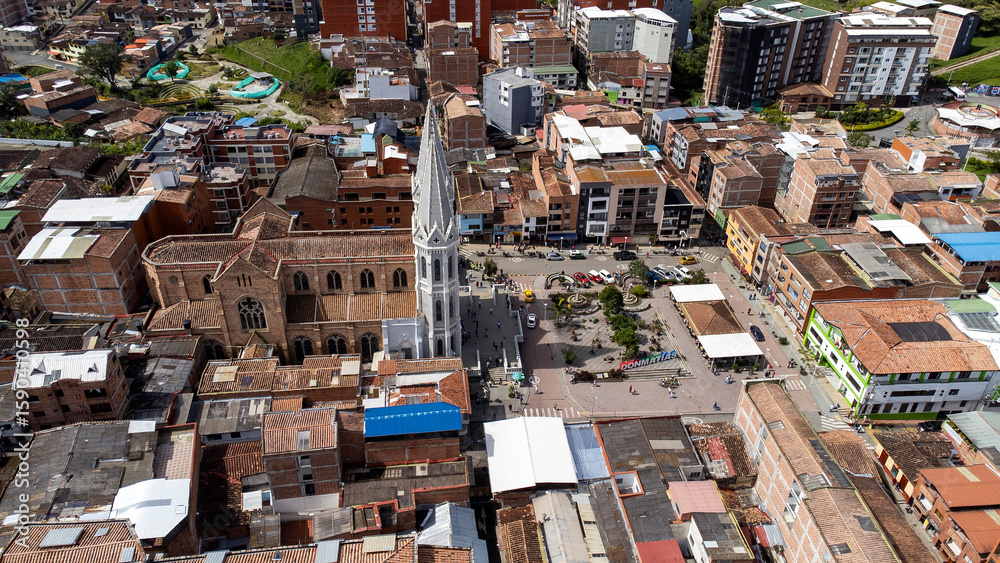 Fototapeta premium Donmatias, Antioquia, Colombia. June 15, 2025. Since 1624, the territory of Donmatias has been occupied by settlers from the city.